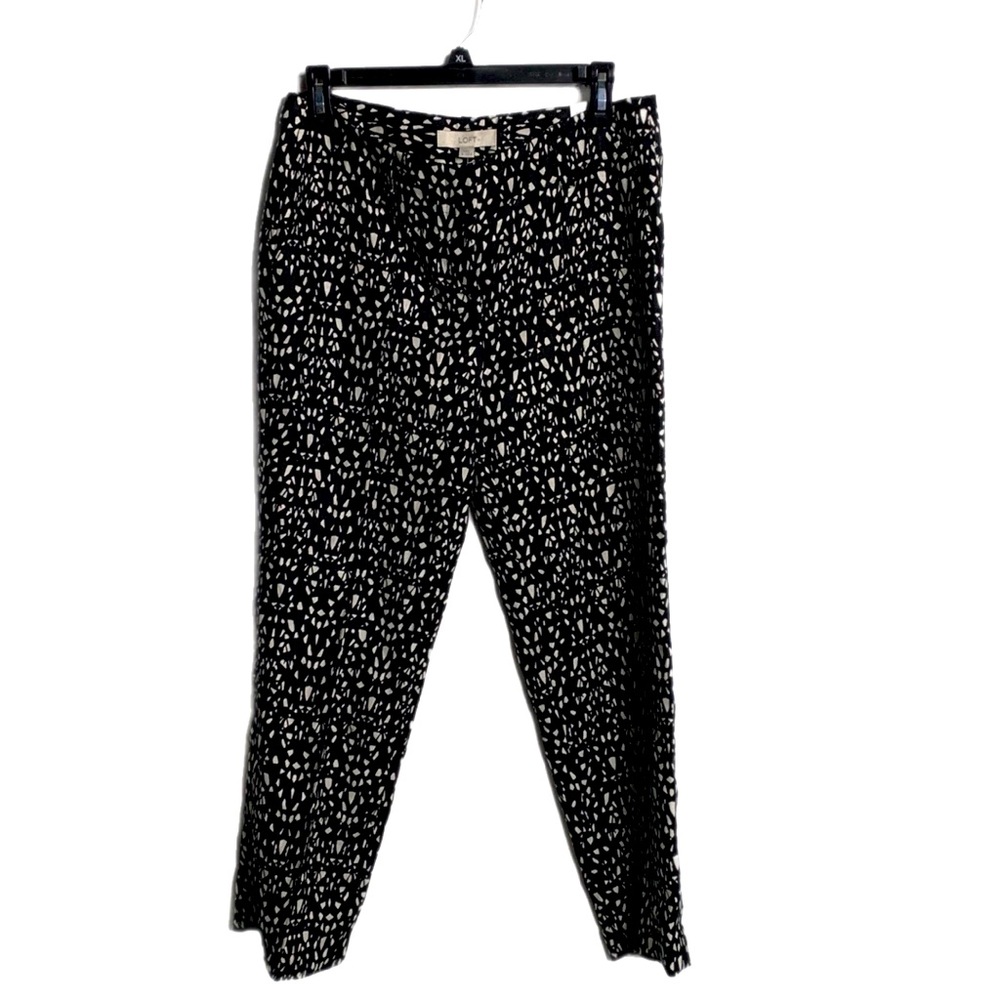 Ann Taylor Loft Women’s Linen Pants Black and White Geometric NWT Size 4